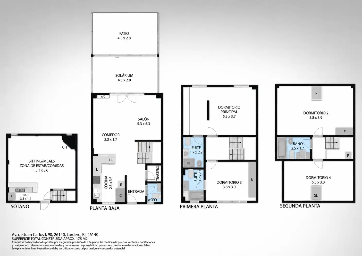Casa adosada en venta en Lardero con Aire acondicionado, Calefacción y Jardín privado