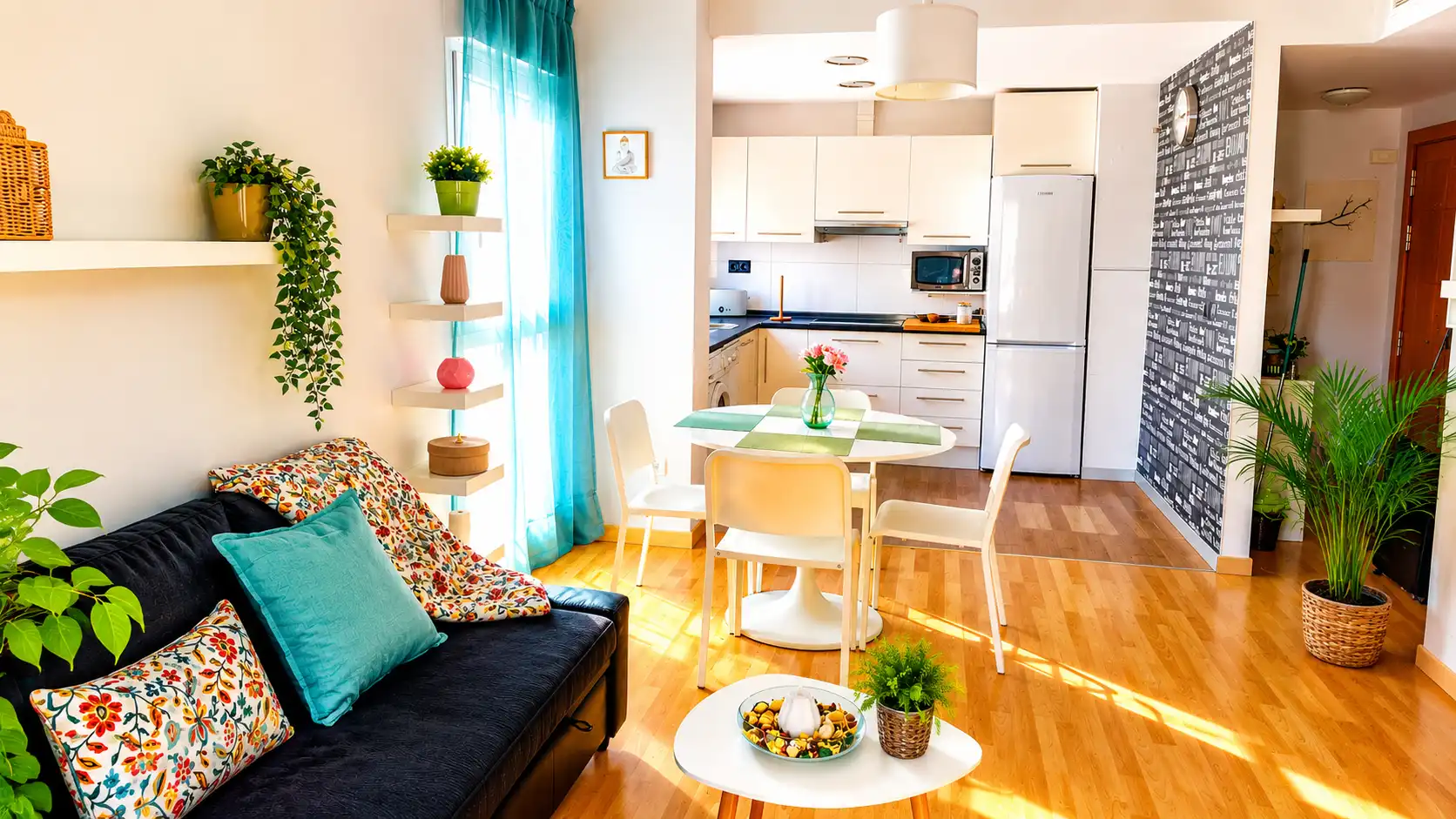 Sala d'estar de Apartament de lloguer en Benalmádena amb Aire condicionat, Calefacció i Jardí privat