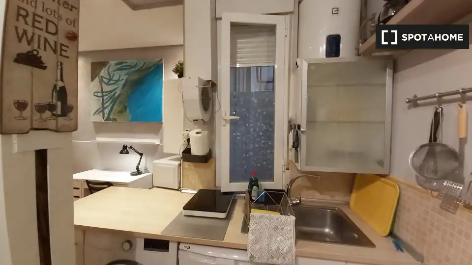 Kitchen of Study for share in Madrid  with Air Conditioner, Heating and Terrace