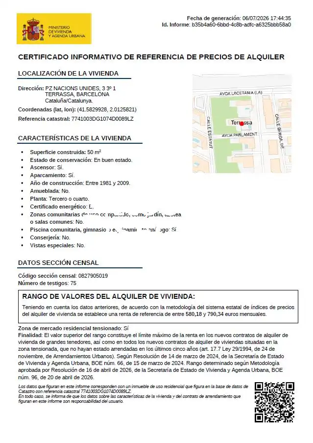 Flat for rent in Terrassa  with Air Conditioner and Heating