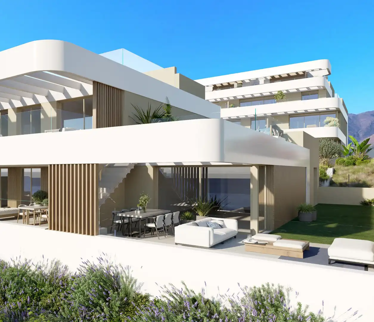 Vista exterior de Àtic en venda en Estepona amb Aire condicionat, Terrassa i Piscina