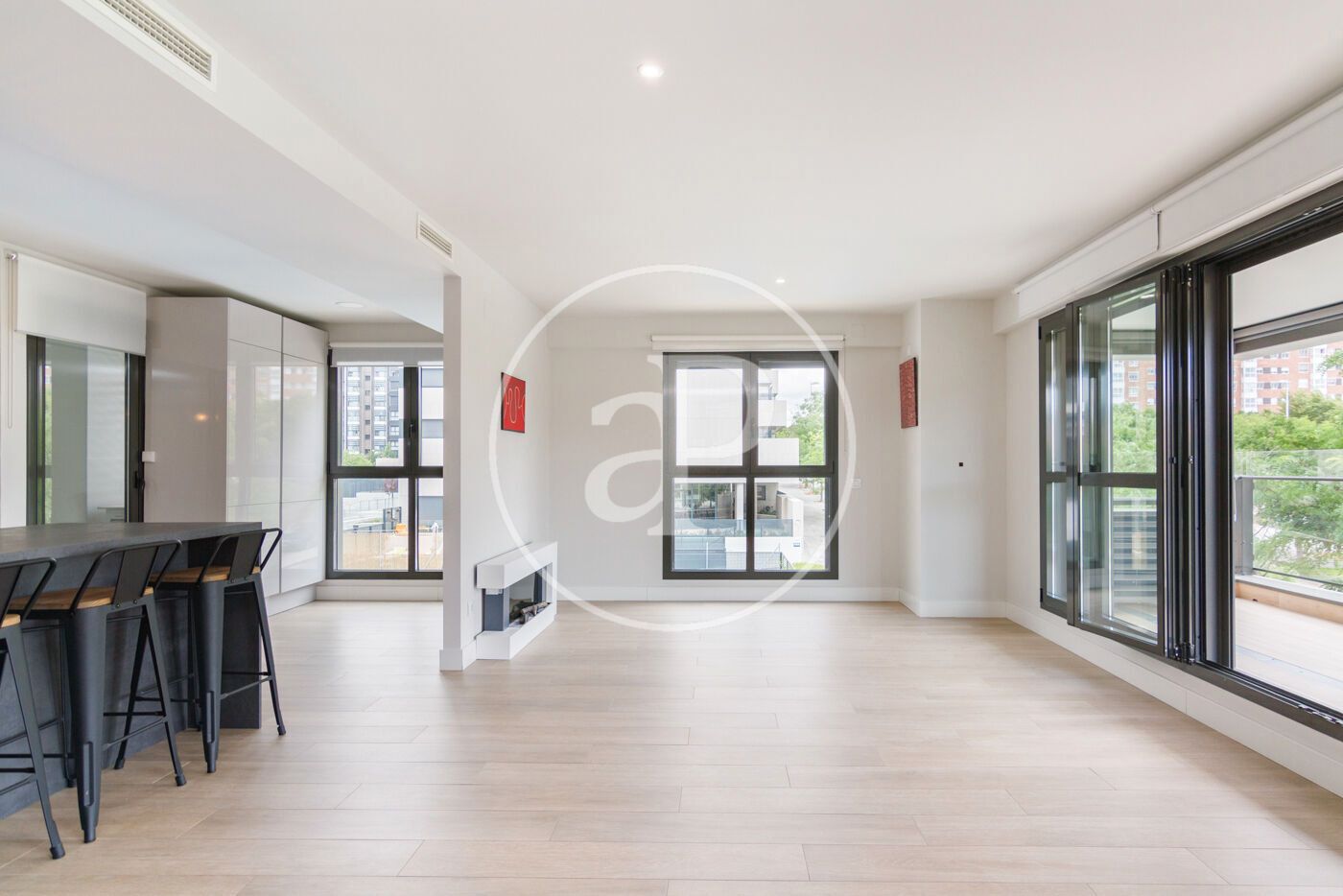 Living room of Flat to rent in  Madrid Capital  with Air Conditioner, Heating and Private garden