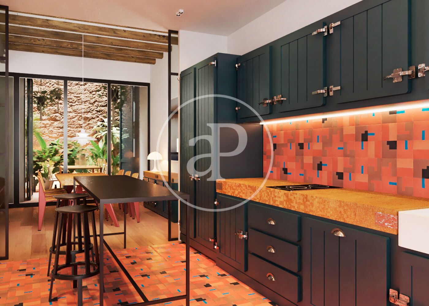 Kitchen of Flat for sale in  Barcelona Capital  with Air Conditioner, Heating and Terrace