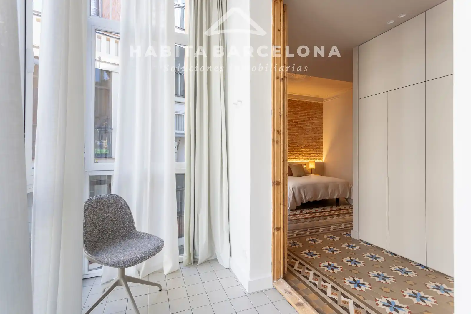 Schlafzimmer von Wohnung zur Miete in Barcelona mit Klimaanlage, Heizung und Parkett