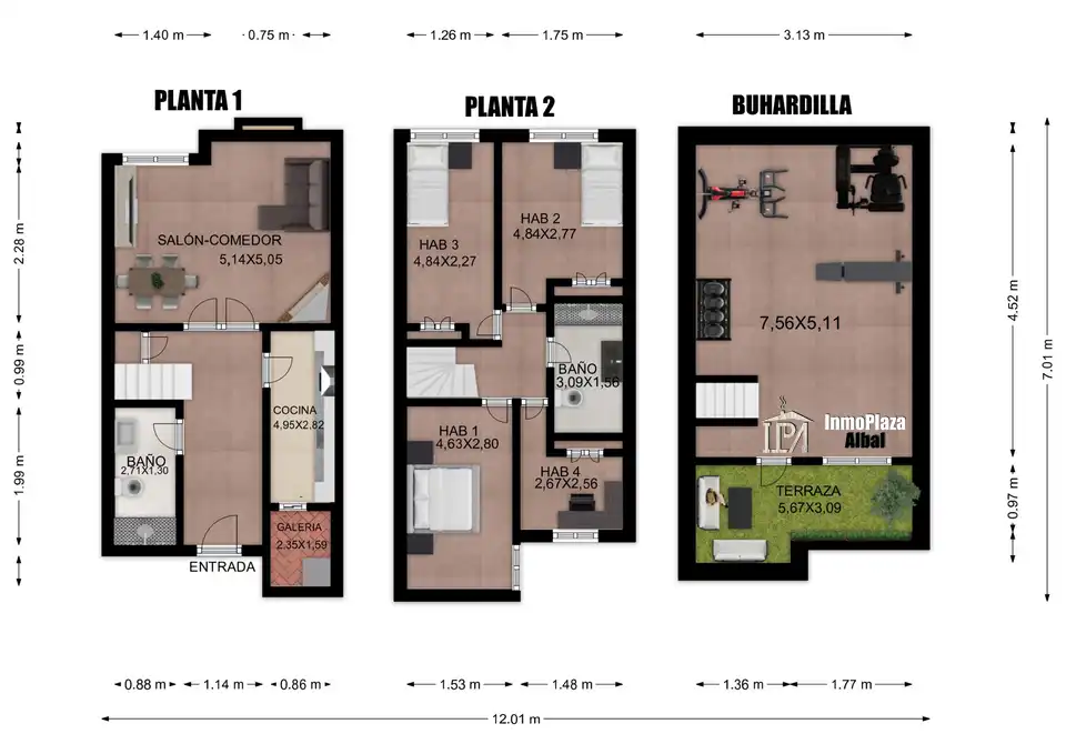 Maisonette zum Verkauf in Albal mit Klimaanlage und Terrasse