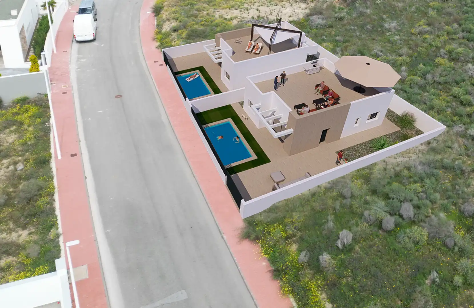 Vista exterior de Casa o chalet en venta en Mazarrón con Jardín privado, Piscina y Piscina comunitaria
