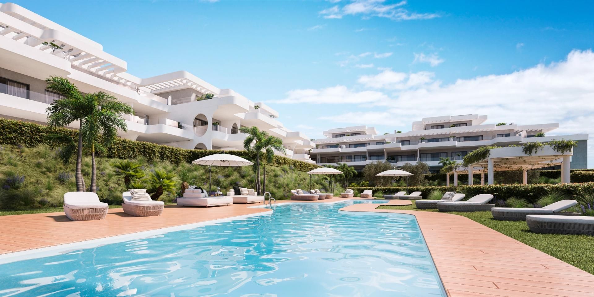Vista exterior de Planta baja en venta en Estepona con Aire acondicionado, Calefacción y Jardín privado