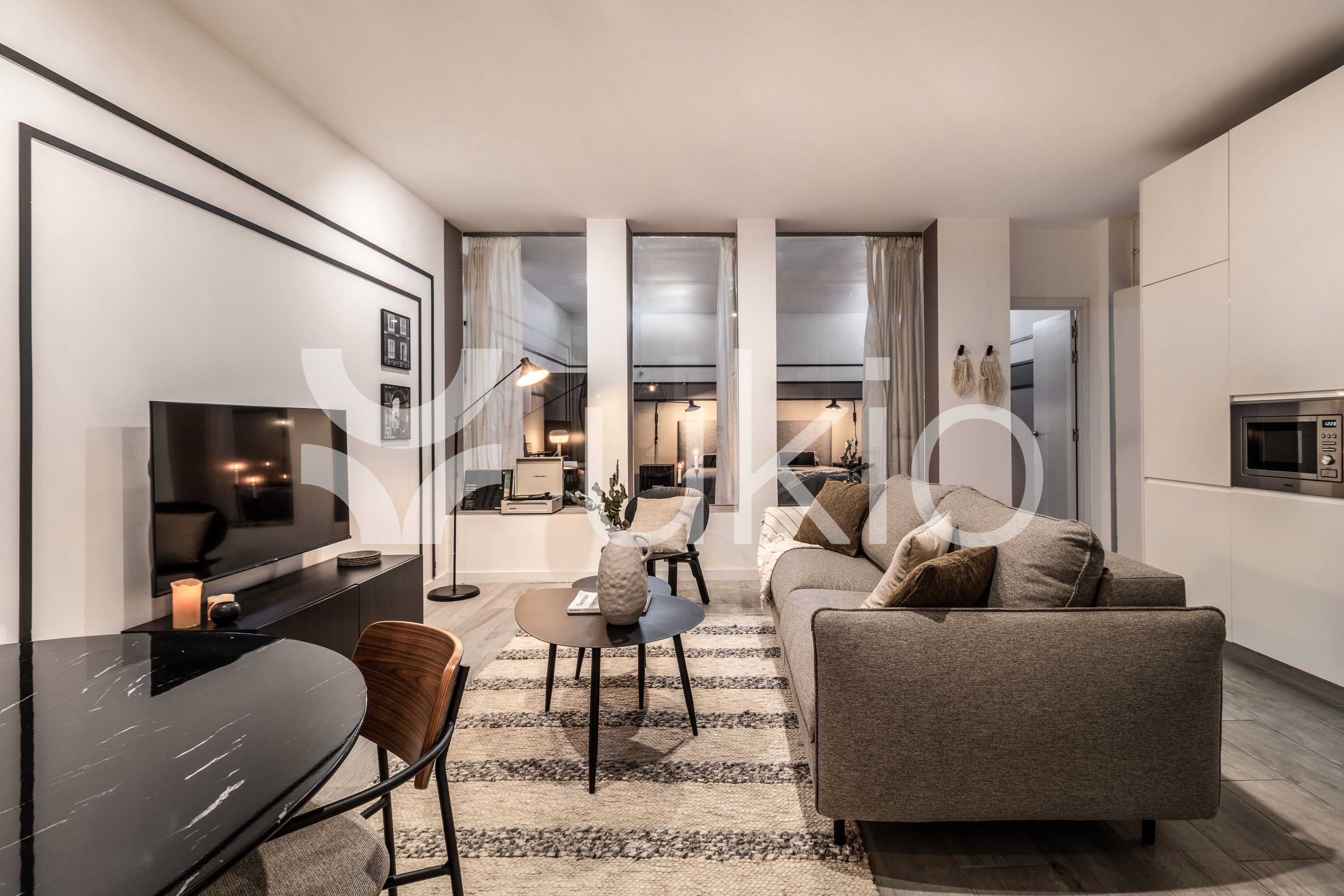 Living room of Flat to rent in  Madrid Capital  with Air Conditioner, Heating and Furnished