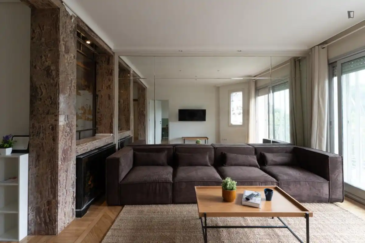 Wohnzimmer von Wohnungen zur untervermieten in Madrid mit Möbliert, Ofen und Waschmaschine