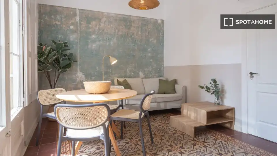 Living room of Flat for share in Barcelona  with Air Conditioner, Heating and Furnished