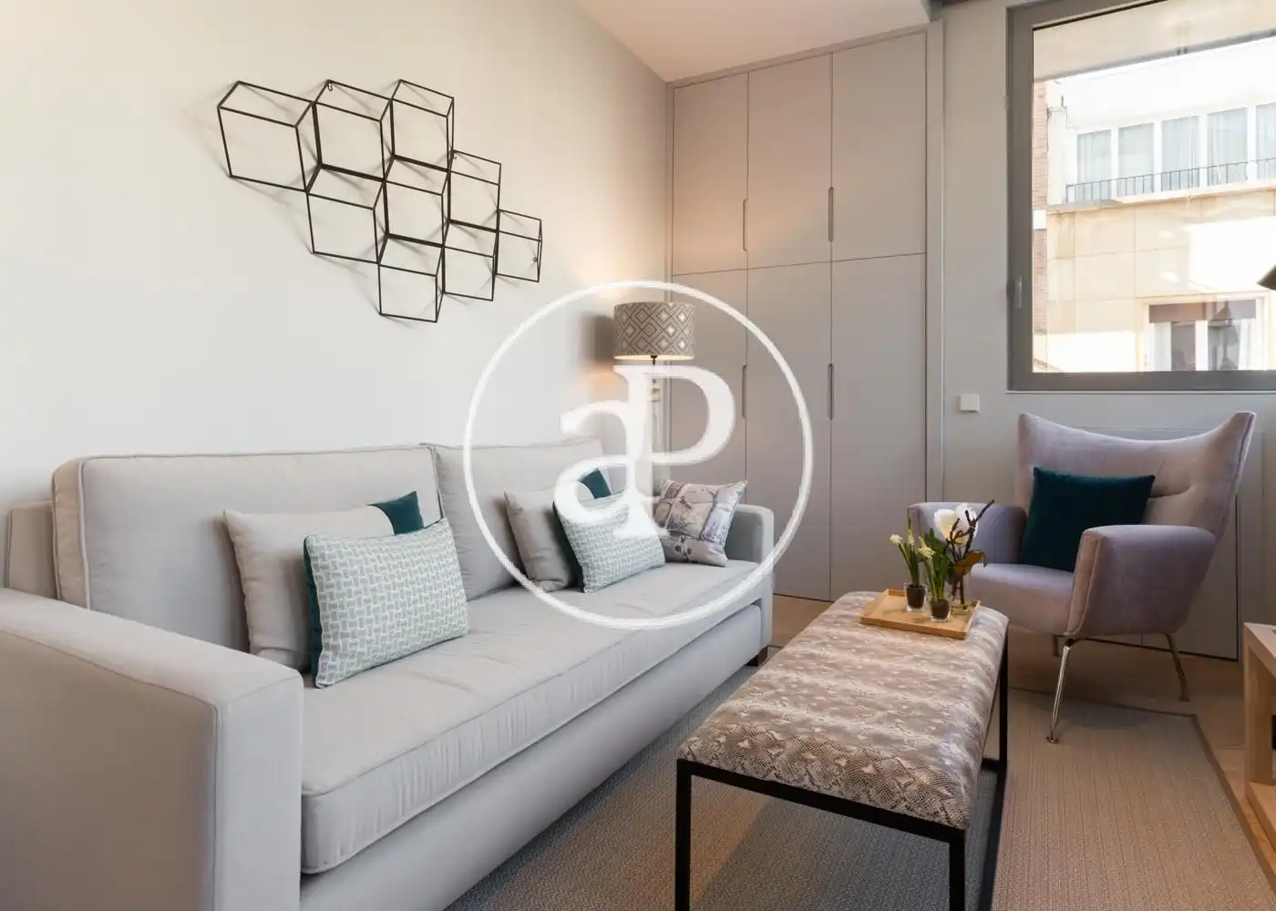 Wohnzimmer von Wohnung zur Miete in Madrid mit Klimaanlage, Heizung und Privatgarten