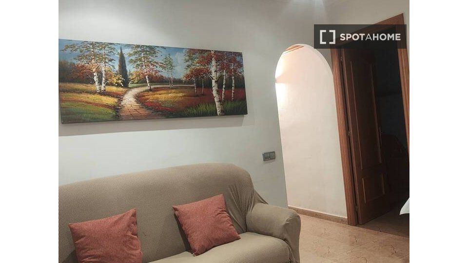Sala d'estar de Pis de lloguer en L'Hospitalet de Llobregat amb Aire condicionat, Calefacció i Moblat