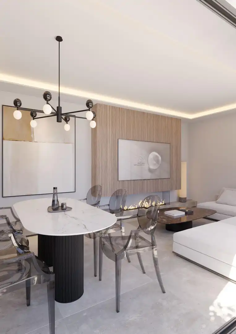 Sala de estar de Planta baja en venta en Estepona con Aire acondicionado, Jardín privado y Terraza