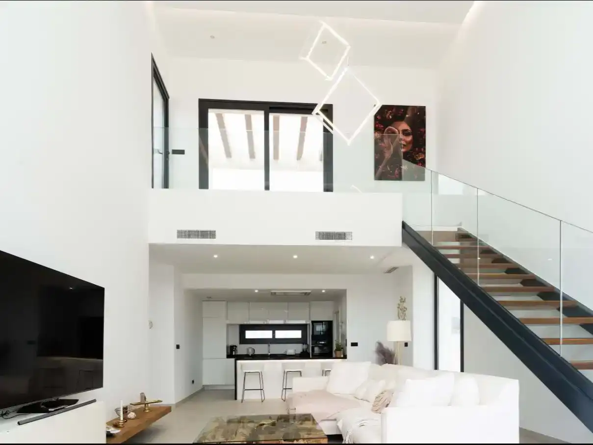 Wohnzimmer von Wohnungen zur Miete in Finestrat mit Klimaanlage, Schwimmbad und Balkon