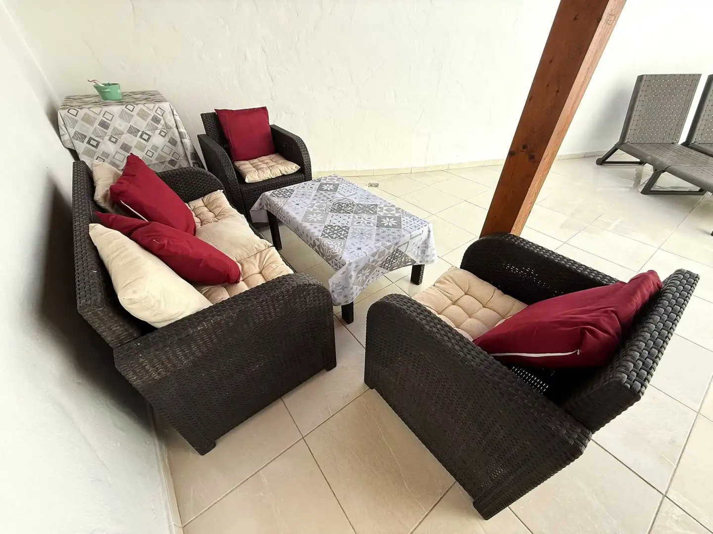 Terrasse von Einfamilien-Reihenhaus zum Verkauf in Pájara mit Privatgarten, Terrasse und Möbliert