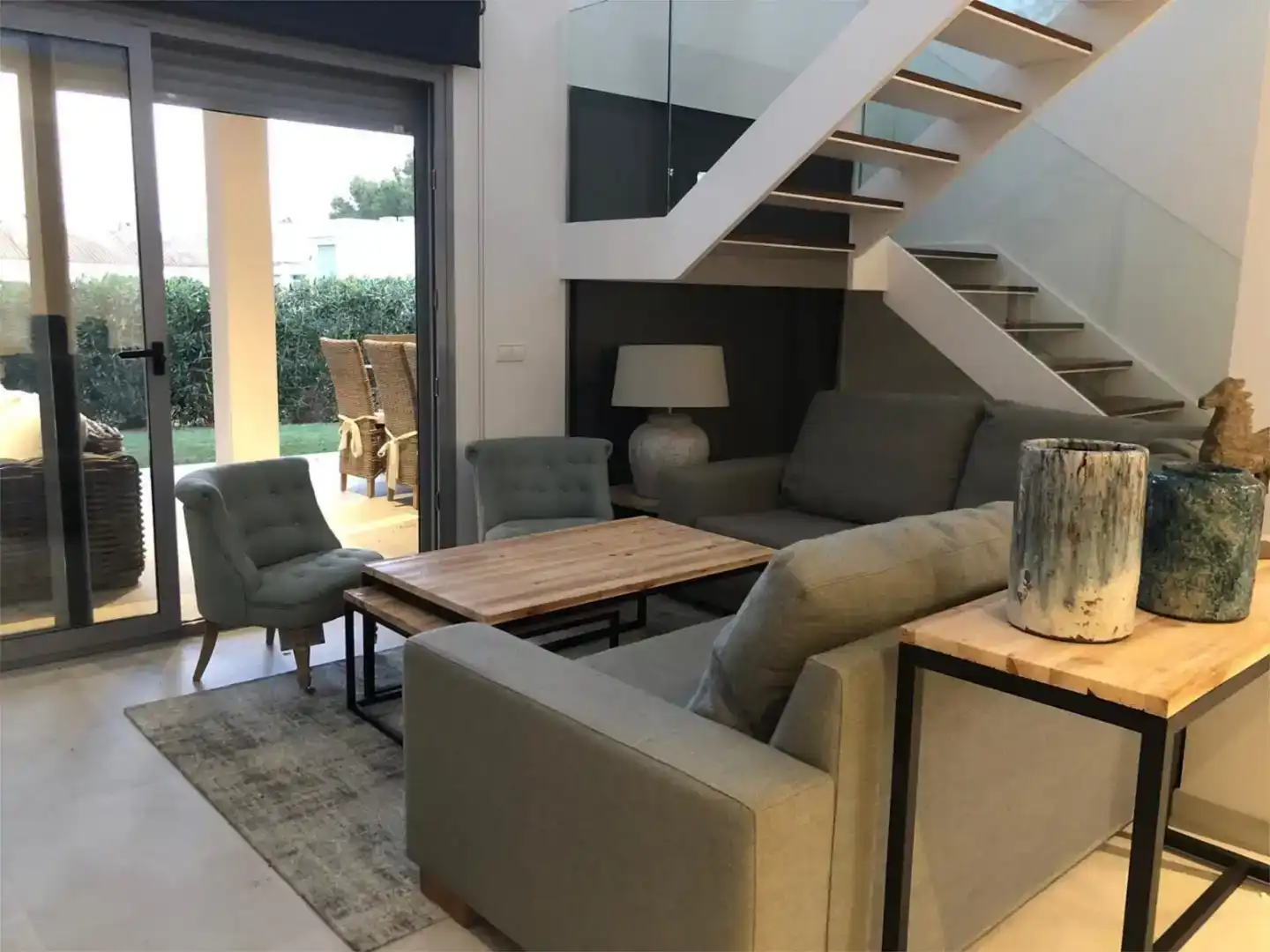 Sala de estar de Casa o chalet de alquiler en Es Mercadal con Aire acondicionado, Jardín privado y Piscina