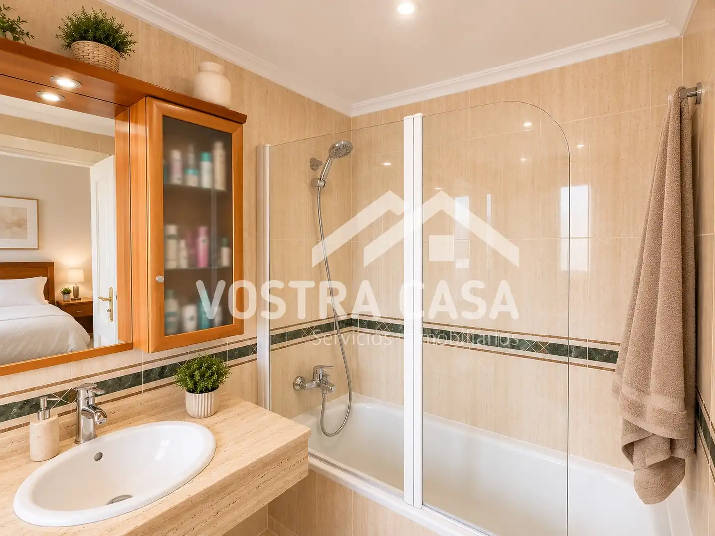 Badezimmer von Haus oder Chalet zur Miete in Chiva mit Klimaanlage, Schwimmbad und Möbliert