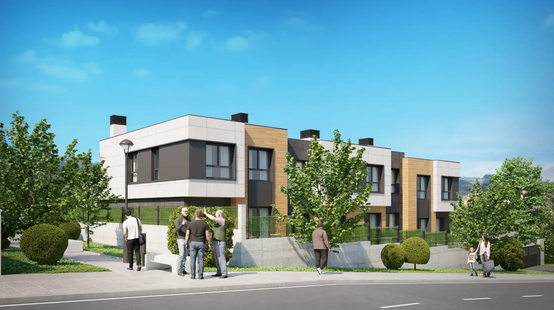 Außenansicht von Einfamilien-Reihenhaus zum Verkauf in Berango mit Heizung, Privatgarten und Parkett