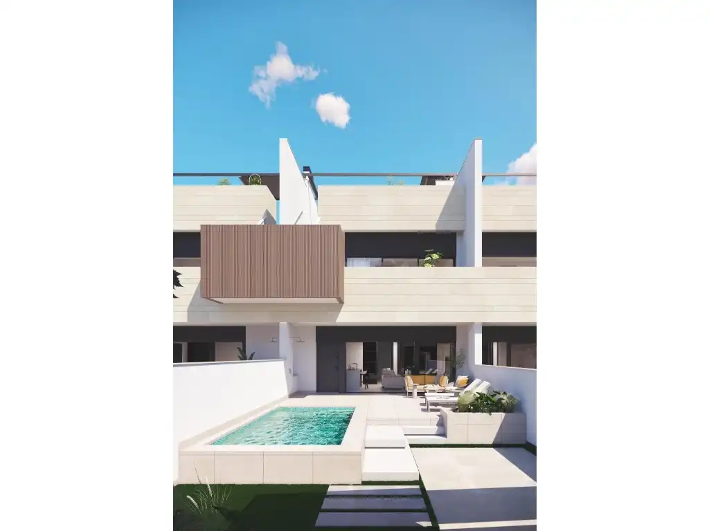 Vista exterior de Casa o xalet en venda en Pilar de la Horadada amb Jardí privat i Piscina