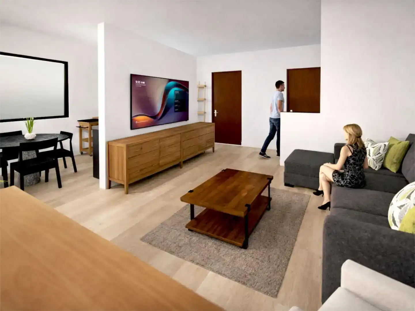 Sala de estar de Piso en venta en Montgat con Aire acondicionado, Parquet y Amueblado