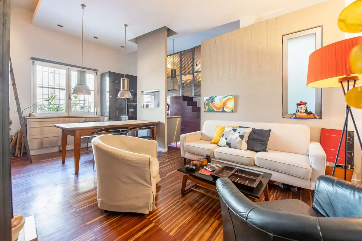 Wohnzimmer von Loft zum Verkauf in Madrid mit Heizung, Privatgarten und Möbliert