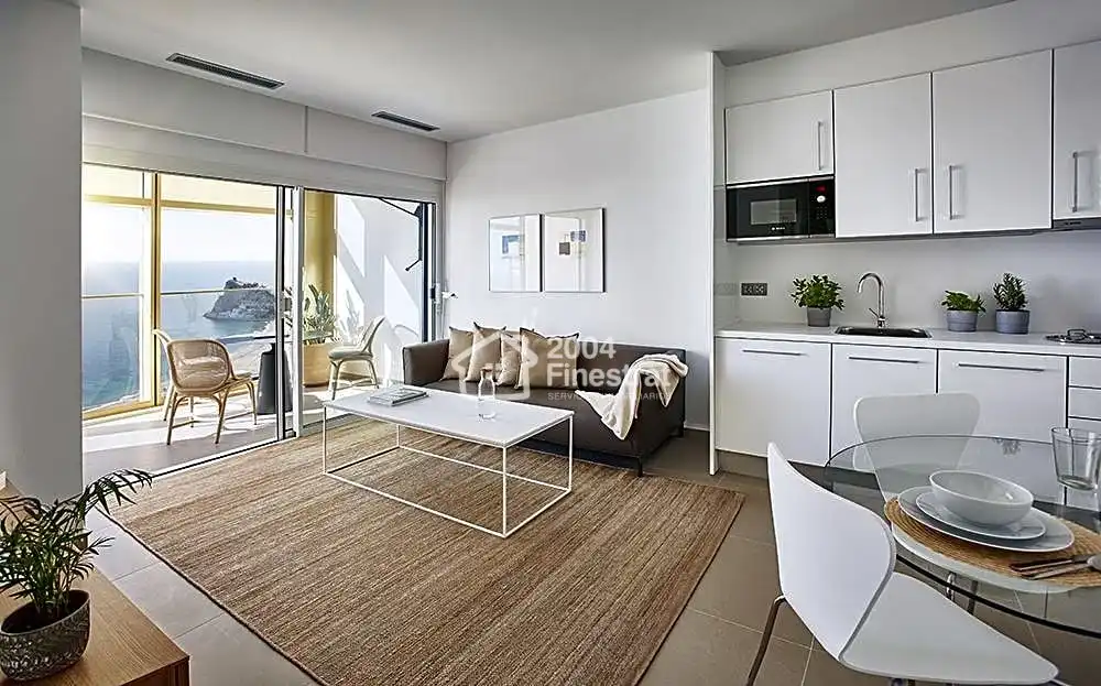 Wohnzimmer von Wohnungen zum Verkauf in Benidorm mit Klimaanlage, Terrasse und Gemeinschaftspool