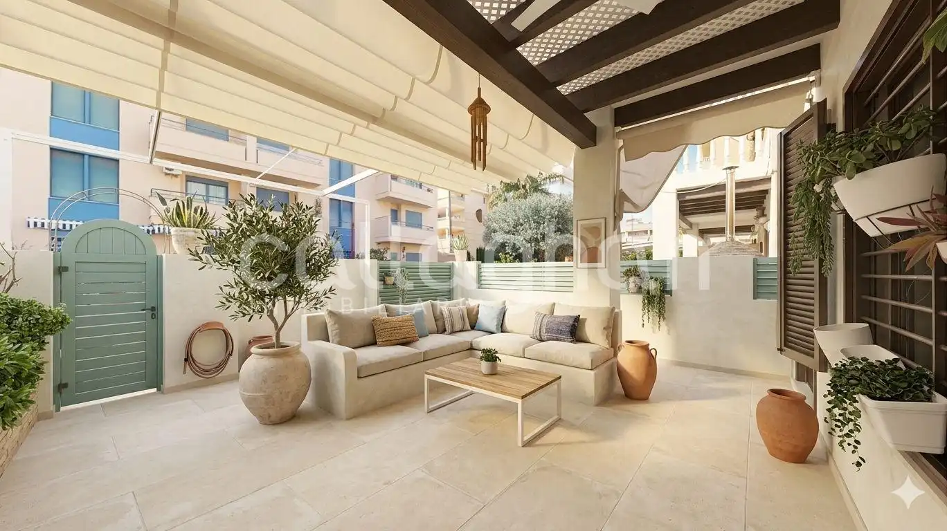 Terrasse von Einfamilien-Reihenhaus zum Verkauf in Canet d'En Berenguer mit Klimaanlage, Heizung und Privatgarten