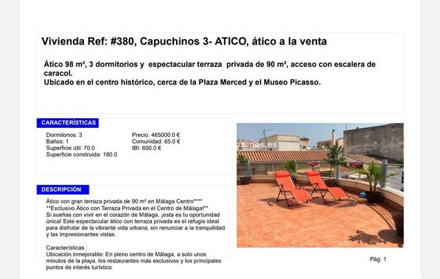 Ático en Venta en Calle Capuchinos en El Molinillo - Capuchinos