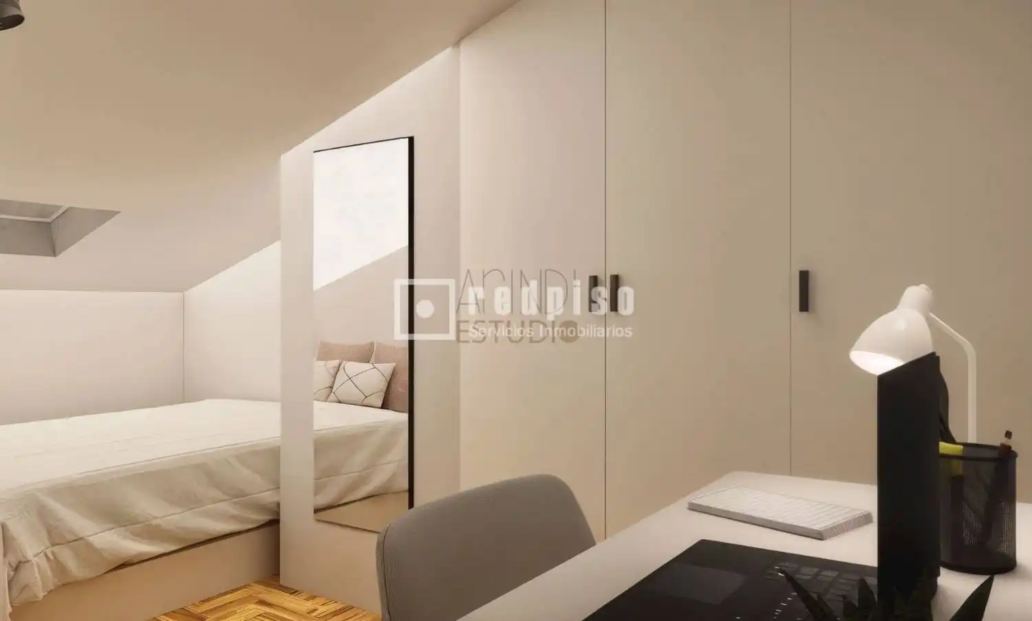 Schlafzimmer von Dachboden zum Verkauf in Madrid mit Klimaanlage, Heizung und Parkett