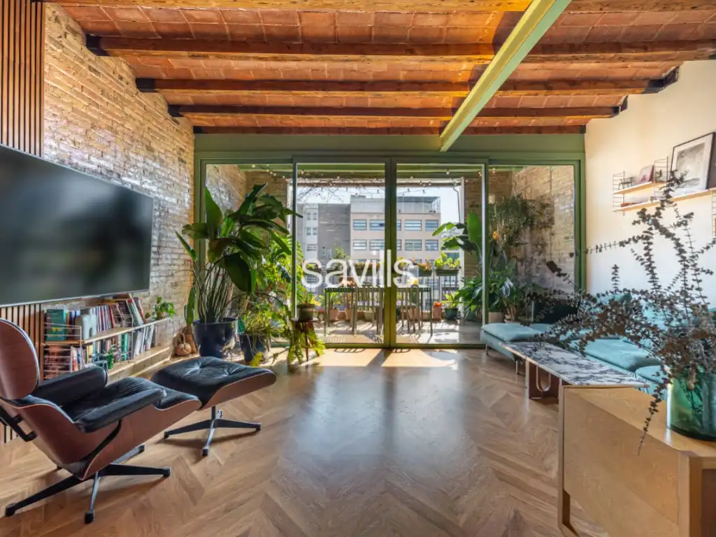 Sala d'estar de Apartament en venda en  Barcelona Capital amb Aire condicionat, Terrassa i Forn