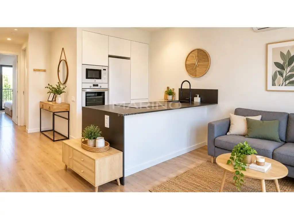 Küche von Wohnung zum Verkauf in Barcelona mit Klimaanlage und Balkon