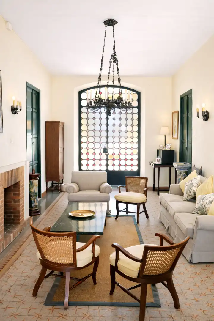 Sala d'estar de Finca rústica en venda en Badajoz amb Jardí privat, Terrassa i Piscina