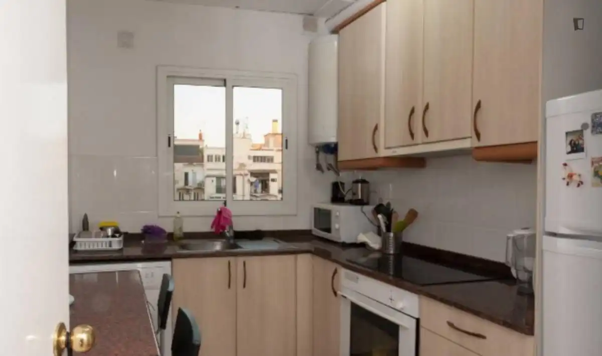 Cuina de Apartament per a compartir en  Barcelona Capital amb Calefacció, Moblat i Forn