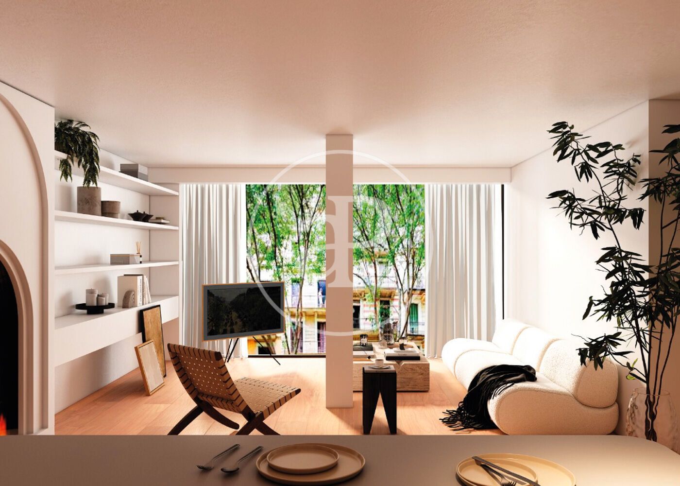 Living room of Flat for sale in  Barcelona Capital  with Air Conditioner, Heating and Balcony