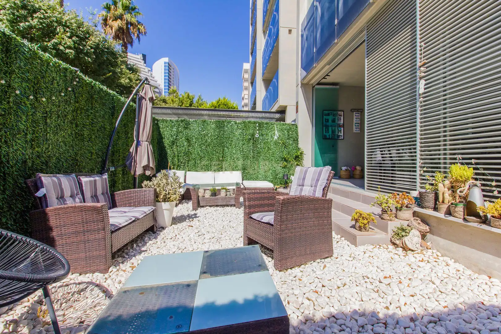 Terraza de Apartamento de alquiler en Calpe / Calp con Aire acondicionado, Jardín privado y Amueblado