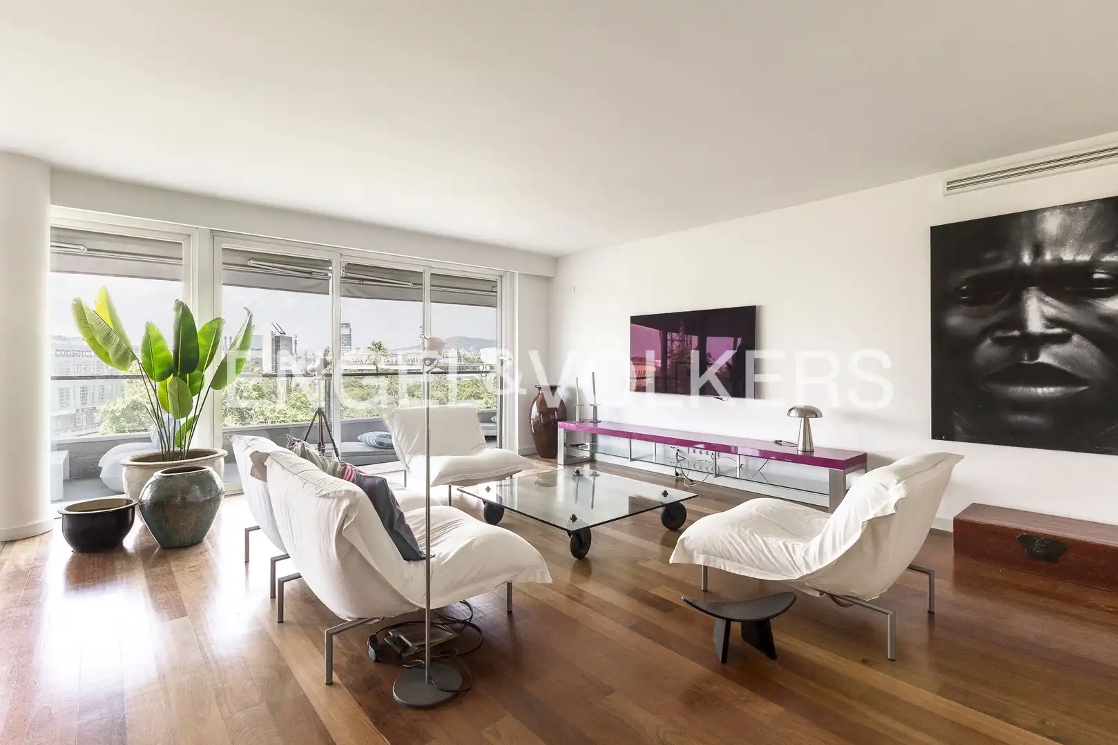 Wohnzimmer von Wohnung zur Miete in Barcelona mit Klimaanlage, Heizung und Parkett