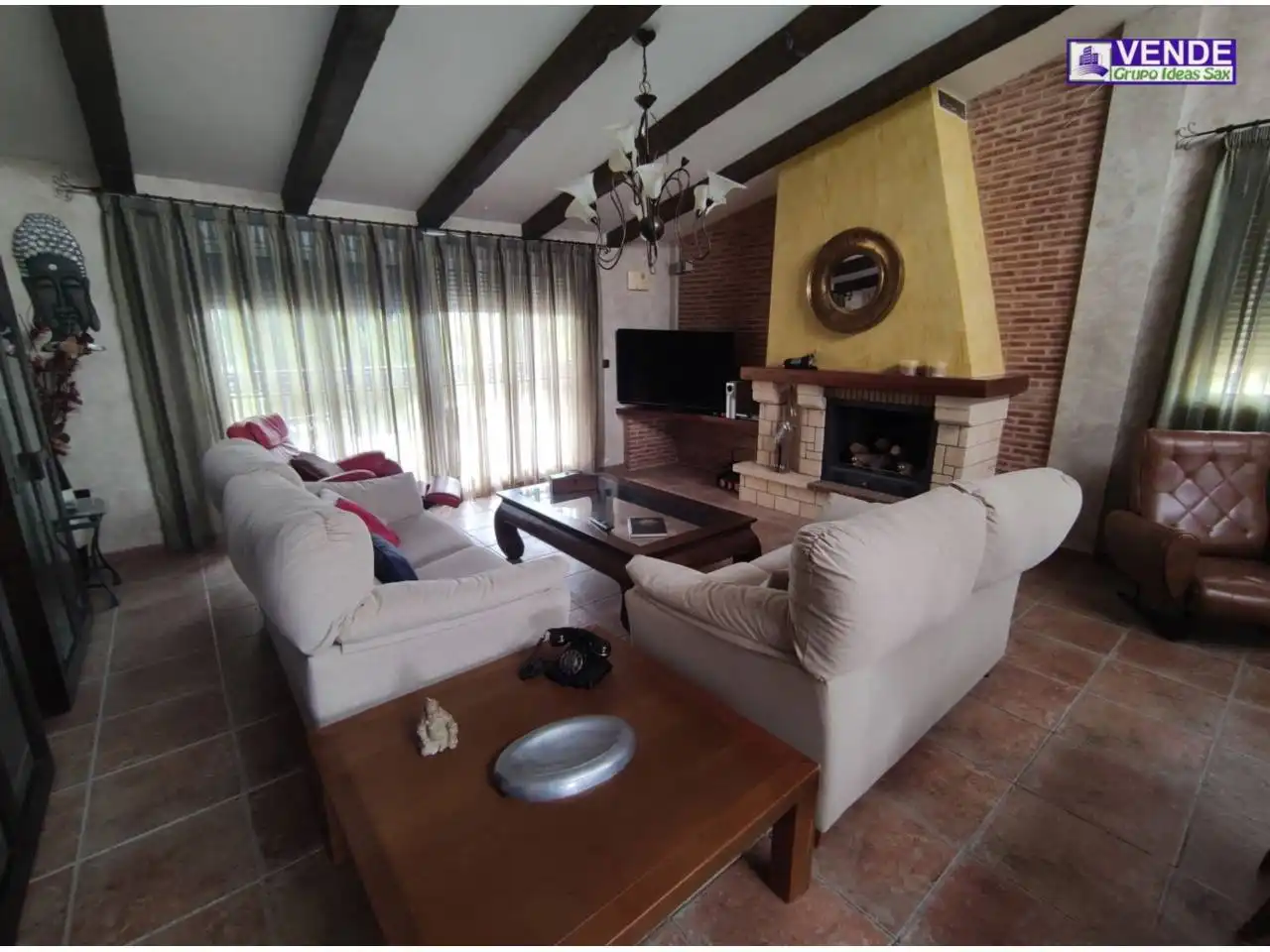 Sala de estar de Finca rústica en venta en Sax con Aire acondicionado, Jardín privado y Terraza
