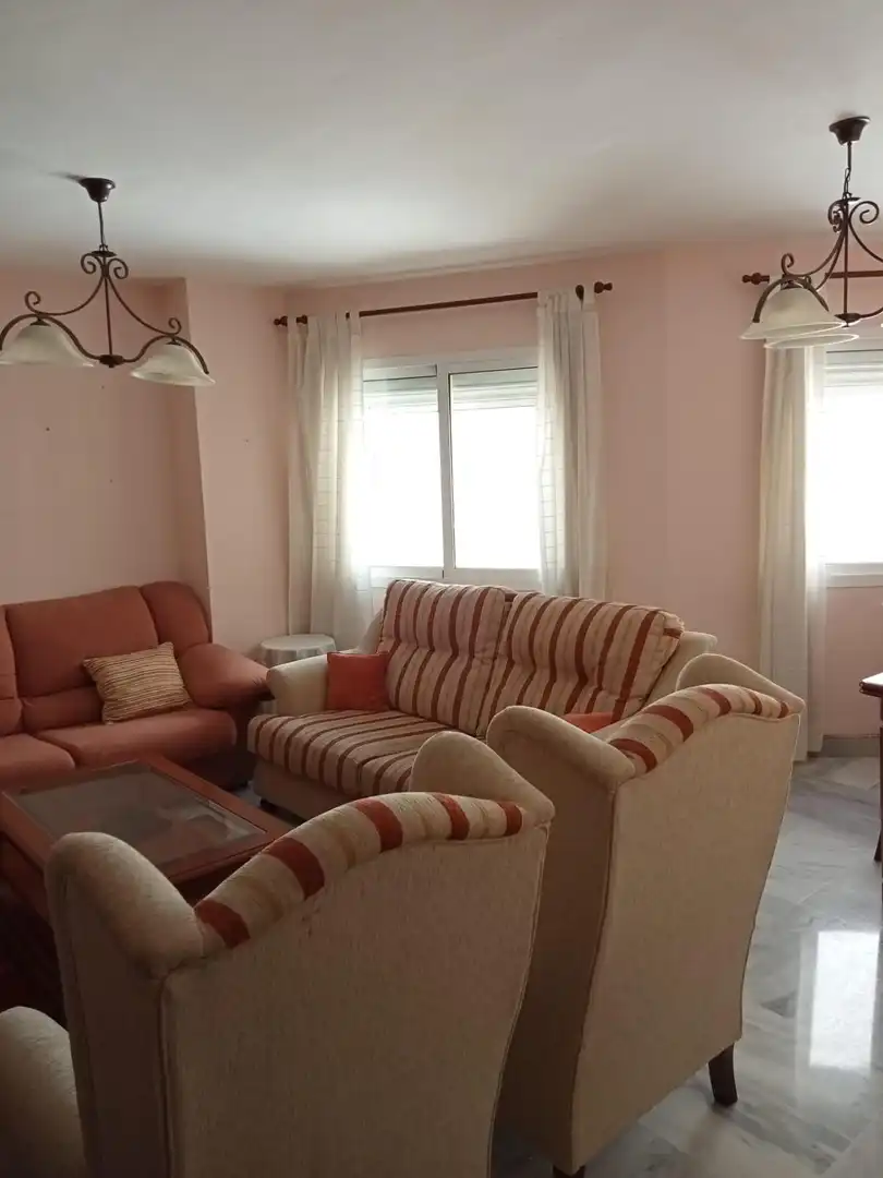 Sala d'estar de Àtic de lloguer en Málaga amb Moblat, Balcó i Piscina comunitària