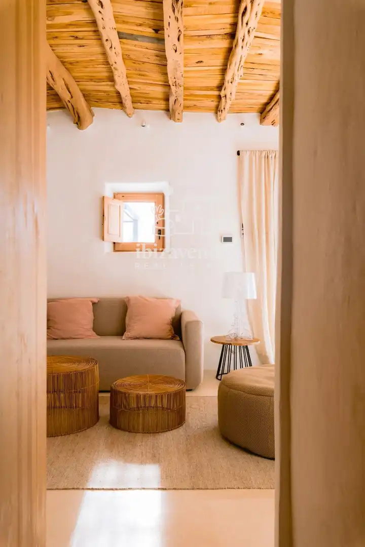 Sala de estar de Casa o chalet de alquiler en Sant Joan de Labritja con Aire acondicionado, Calefacción y Jardín privado