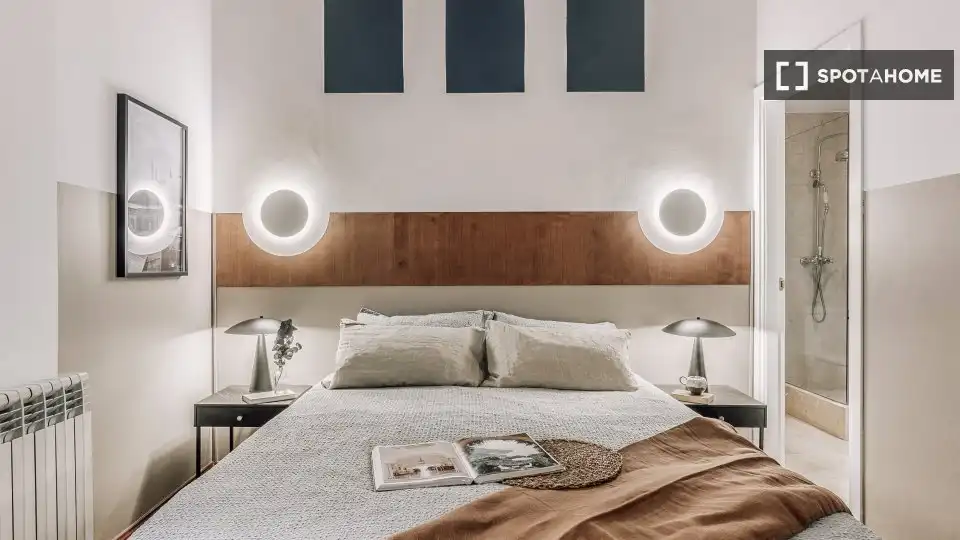 Schlafzimmer von Wohnungen zur untervermieten in Madrid mit Klimaanlage, Terrasse und Möbliert