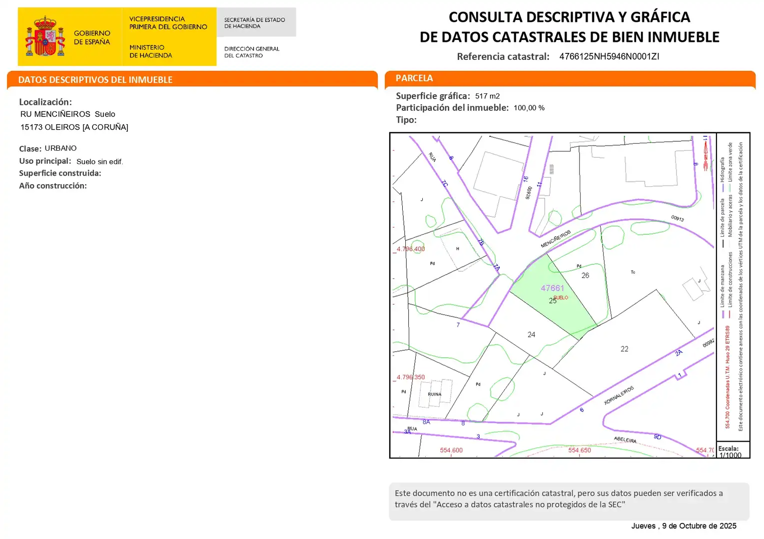 Residential land for sale in Rúa Menciñeiros 5, imagen 4