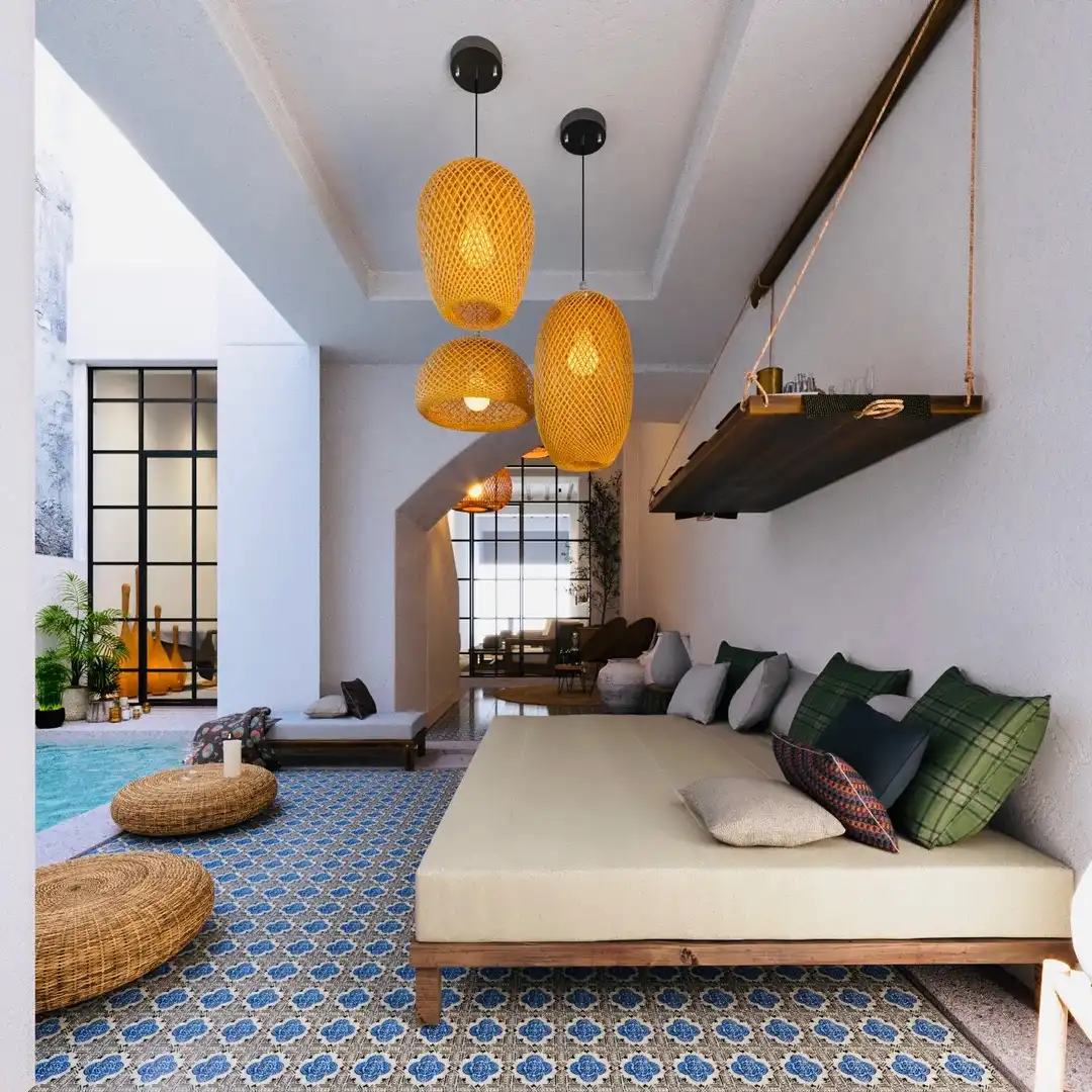 Sala de estar de Casa adosada en venta en Benissa con Jardín privado, Terraza y Trastero