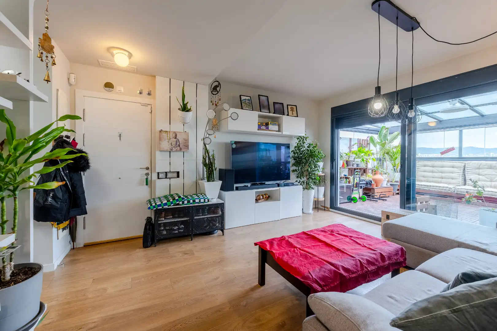 Sala de estar de Ático en venta en Sant Adrià de Besòs con Aire acondicionado, Calefacción y Parquet