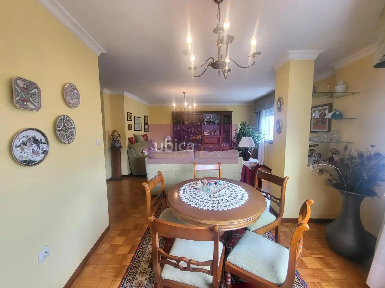 Dining room of Flat for sale in Vigo   with Heating, Parquet flooring and Terrace