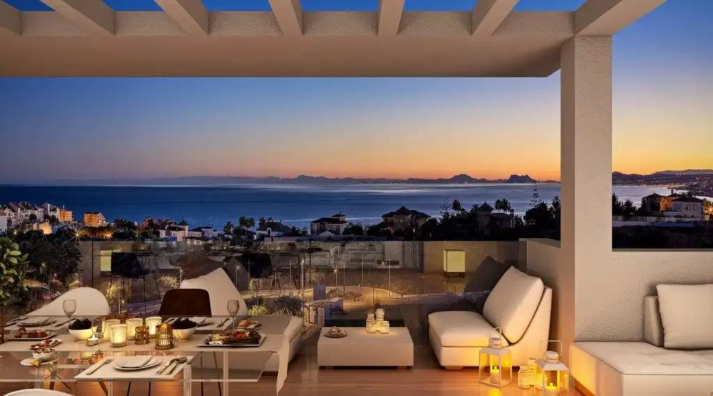Terraza de Apartamento de alquiler en Estepona con Aire acondicionado, Calefacción y Terraza