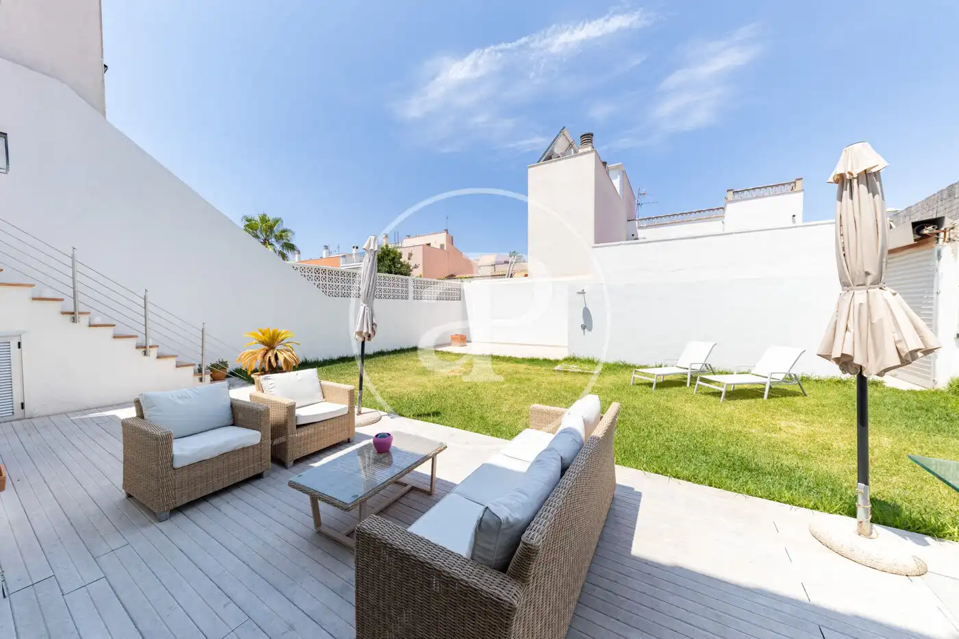Terrasse von Einfamilien-Reihenhaus zur Miete in  Palma de Mallorca mit Klimaanlage, Heizung und Privatgarten