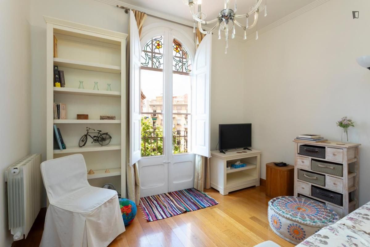 Sala d'estar de Apartament de lloguer en  Barcelona Capital amb Moblat, Rentadora i Microones