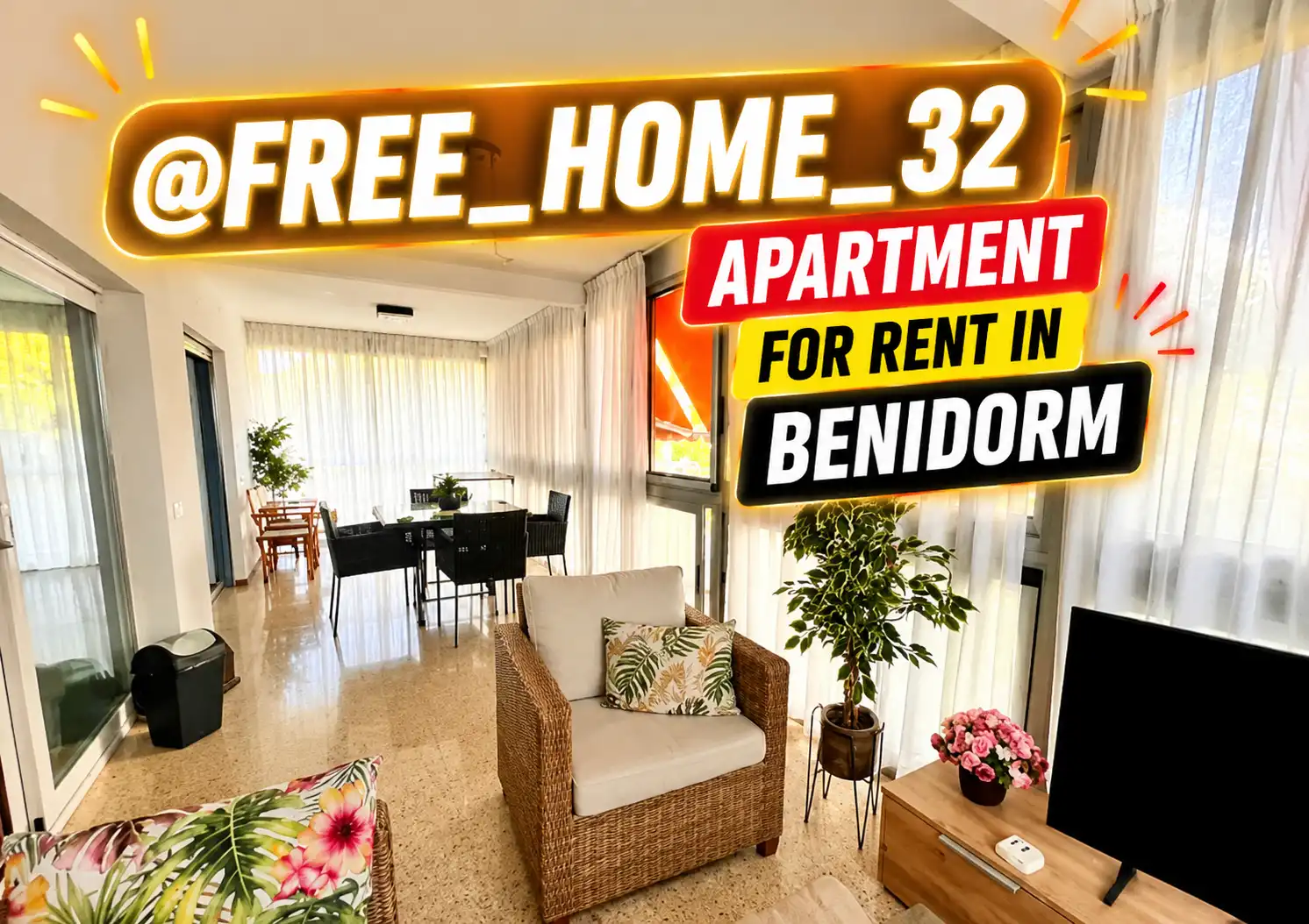 Habitación de Piso de alquiler en Benidorm con Aire acondicionado, Jardín privado y Amueblado