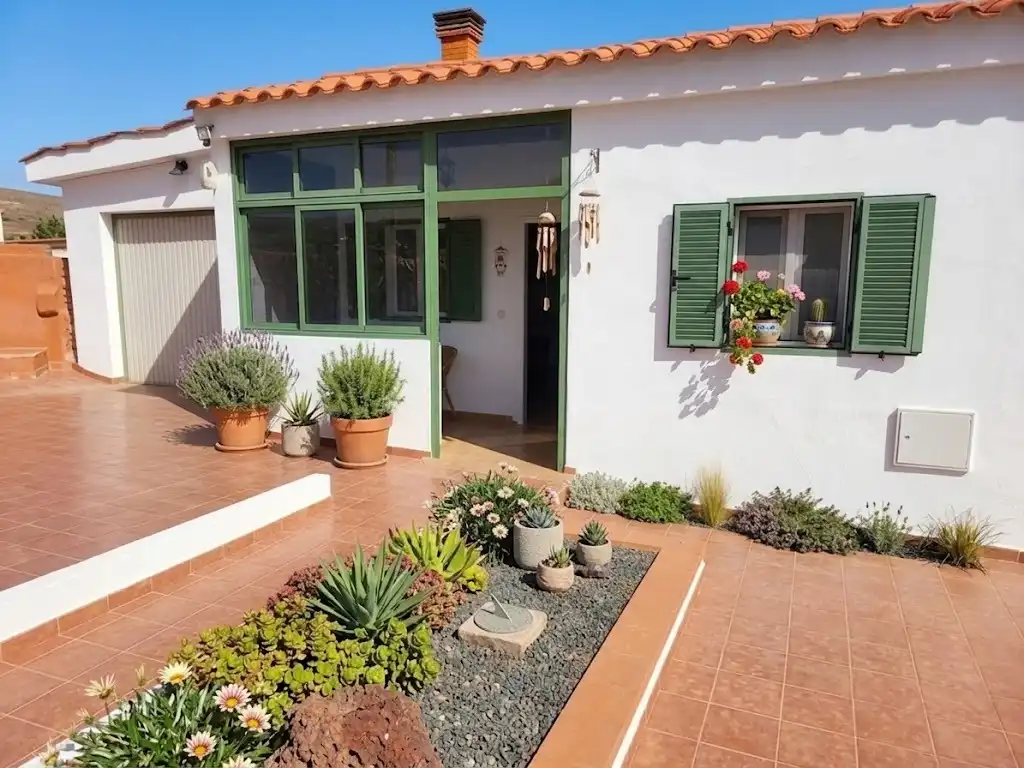Vista exterior de Casa o xalet en venda en La Oliva amb Jardí privat, Terrassa i Moblat