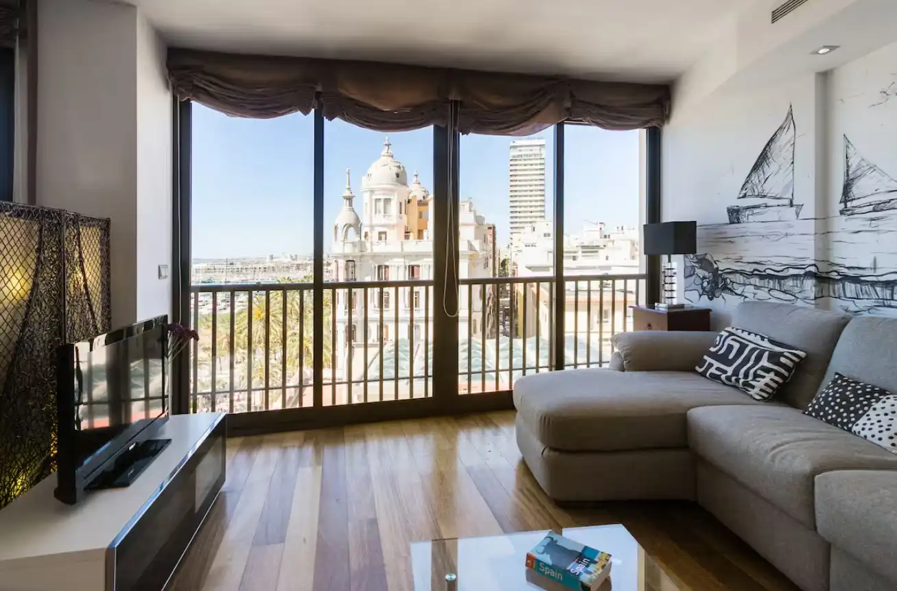 Sala de estar de Apartamento de alquiler en Alicante / Alacant con Aire acondicionado, Calefacción y Parquet